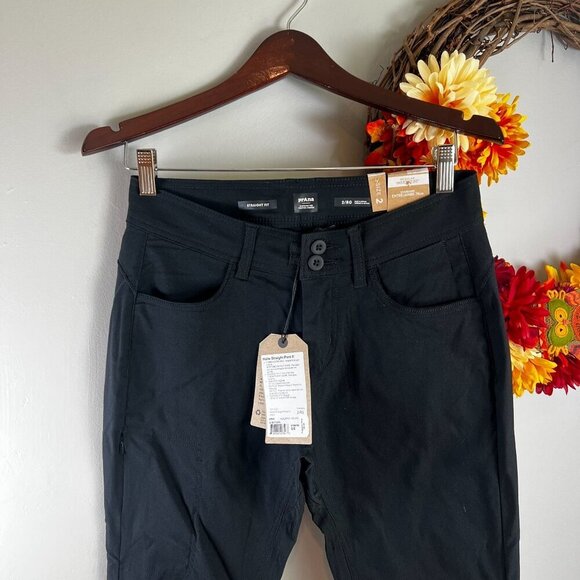 prAna Womens Halle Straight Fit Hiking Active Pant II Sz 2/30"L in Black UPF 50+ - Picture 2 of 9